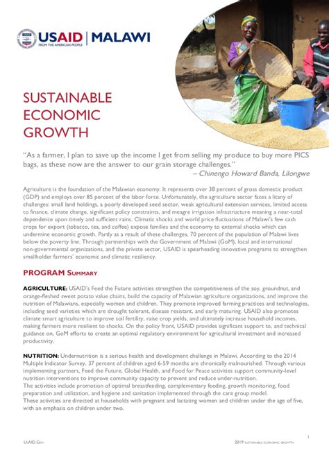 Malawi Sustainable Economic Growth Fact Sheet Archive Us Agency
