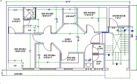Make Home House Plan Cad File A Three Bedroomed Simple House Dwg
