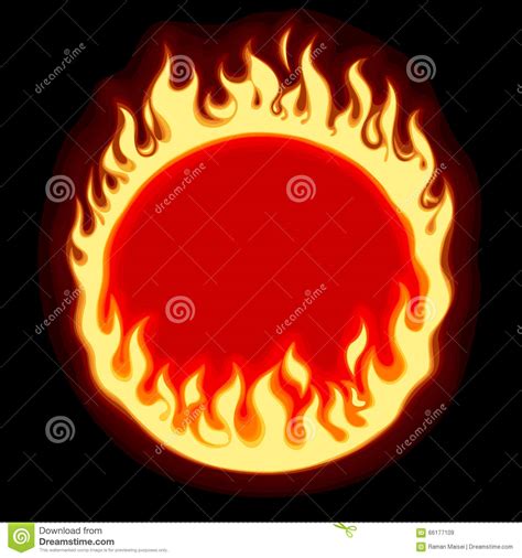 Fiery Ring Banner And Frame On Black Background Stock Vector