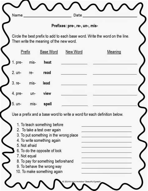 Free Printable Prefix Worksheets Printable World Holiday