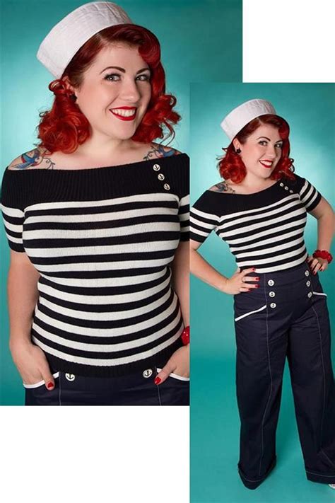 nautical top navy stripe rockabilly clothing online shop für rockabillies und rockabellas