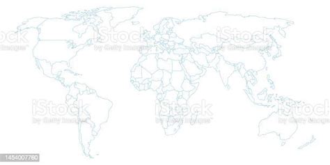 Vector Illustration Of Blue Colored World Map Stock Illustration