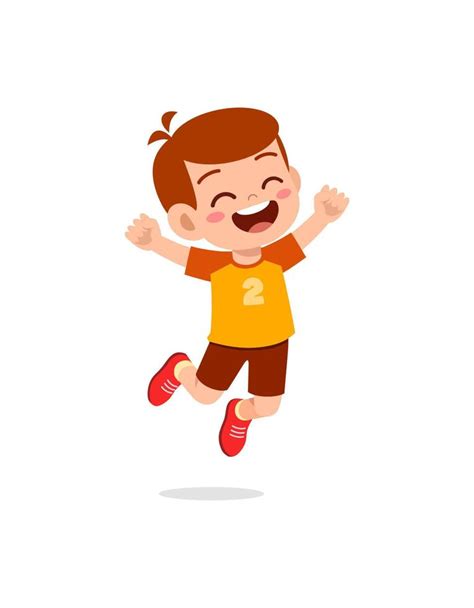 Cute Little Kid Jump And Feel Happy 7846299 Vector Art At Vecteezy