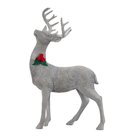 Holiday Time Standing Reindeer With Holly Table Top Christmas