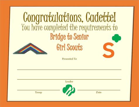 Girl Scout Bridging Certificates Printable