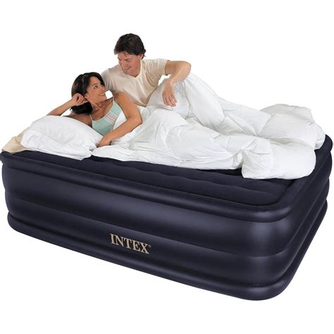Queen Inflatable High Raised Air Bed Mattres Airbed W Built In Electric
