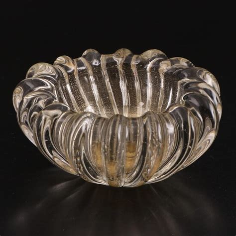Murano Optic Mold Blown With Gold Leaf Art Glass Bowl Mid To Late 20th Century At Auction Lot Art