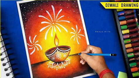 Diwali Drawing Easy With Oil Pastel For Beginners Diwali Drawing
