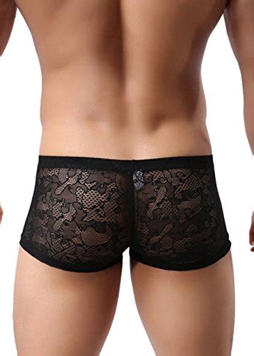 Men S Sexy Lace Panties Underwear Sheer Low Rise Boxer Brief Underwear Buy Online In United