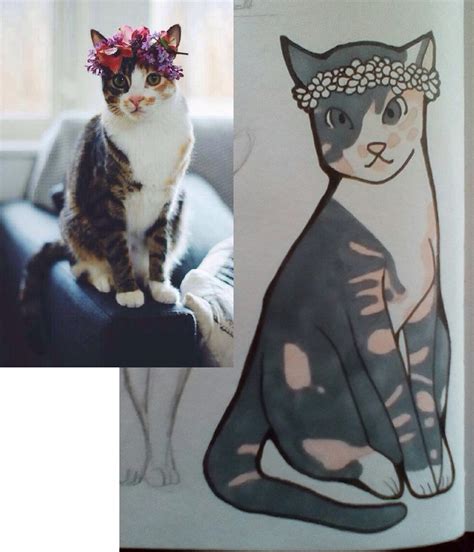Cat With Flower Crown Drawing By Gochure On Deviantart