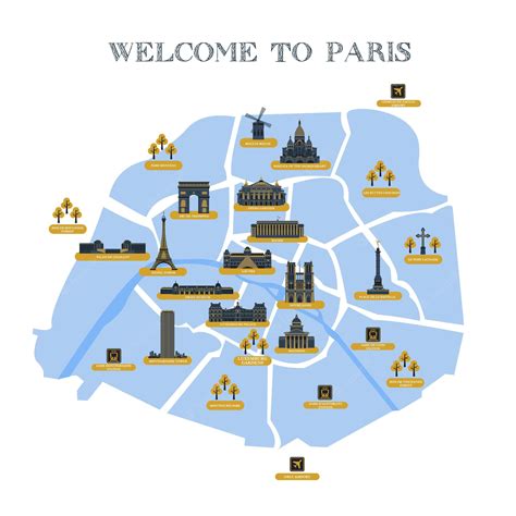 Premium Vector Detailed Map Of Paris Attractions