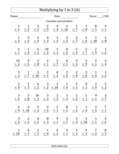 Multiplication 3s worksheet