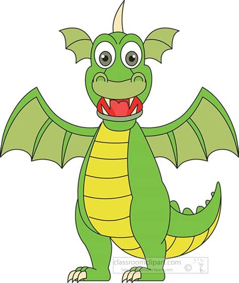 Fantasy Clipart Green Dragon With Wings Clipart Classroom Clipart