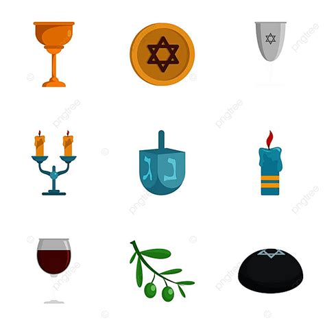 Judaism Icon Set Flat Vector Shofar Design Torah Png And Vector With