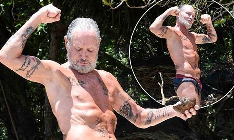 Shirtless Paul Gascoigne Strikes A Series Of Athletic Poses As He