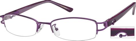 purple stainless steel half rim frame with acetate temples 7314 zenni optical eyeglasses