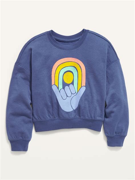 Graphic Crew Neck Sweatshirt For Girls Old Navy