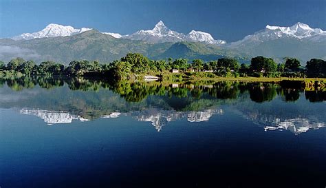 Annapurna Range And Fishtail Machapuchare From Pokhara Phewa Lake
