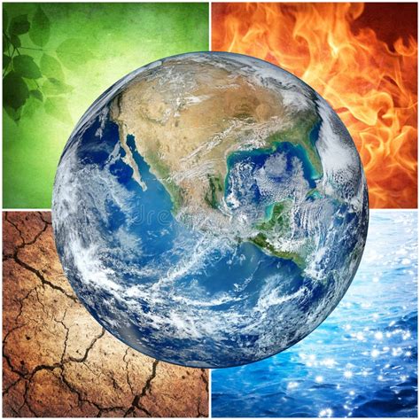 Los Cuatro Elementos Tierra Agua Aire Y Fuego Ilustraciones Stock