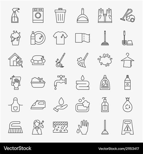 Cleaning Services Line Icons Set Royalty Free Vector Image