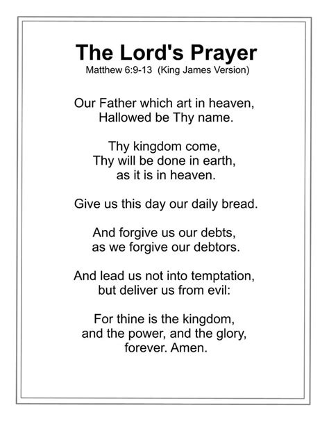 The Lords Prayer Words Printable