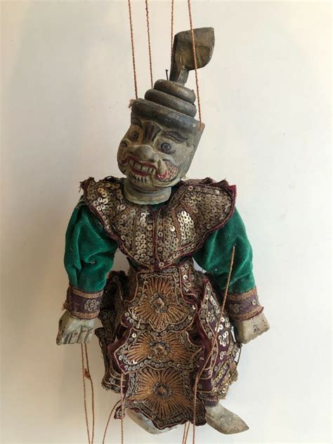 Antique Burmese Marionette Puppet Durga Large 34” W Ten Arms Multiple