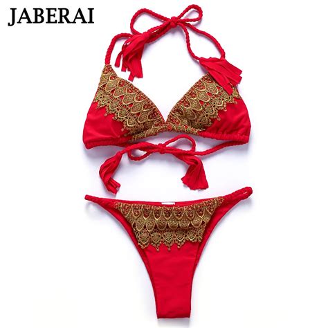 Jaberai Swimwear Women Halter Bikini Brazilian Bottom Thong Swimsuit 2019 Strappy Beachwear Sexy