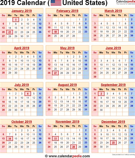Image Result For 2019 Calendar With Holidays Usa Calendar Printables