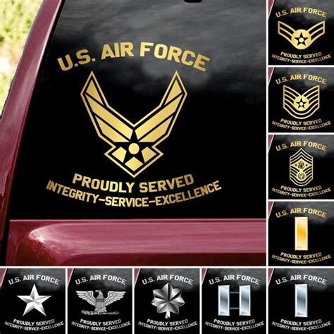 Us Air Force Proudly Served Custom Military Rank Decal Stickerts