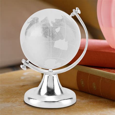 Lyumo Crystall Glass Round Earth Globe World Map Crystal Glass Ball Sphere Home Office Decor