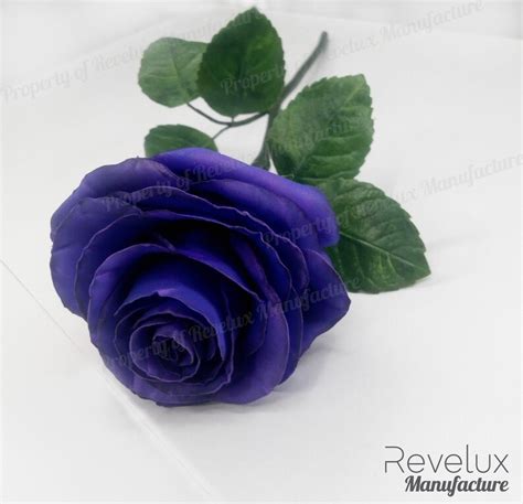 Sapphire Blue Purple Rose On The Stem Real Touch Roses Arrangement Home