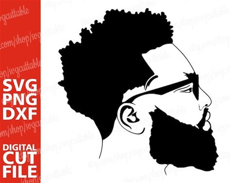 Beard Svg Black Man Glasses Svg Afro Men Clipart Short Etsy