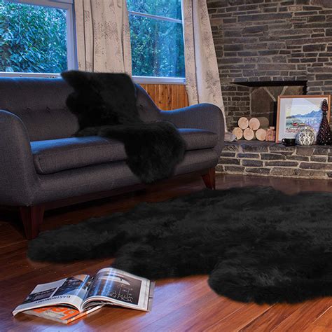 Faux lammfell schaffell teppich weiche nachahmung wolle teppich. Schaffell Teppich 6-fach 180 x 160 cm schwarz