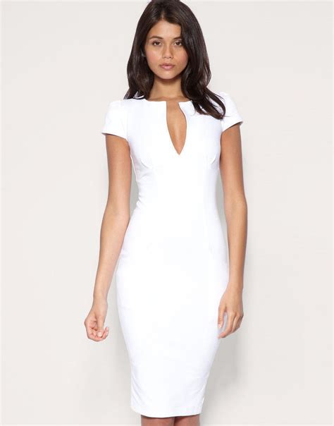 2014 New Hot Women Deep V Neck Bodycon Slim Pencil Dress Business Cocktail Party Dress White