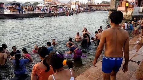 Ganges River Holy Open Bath In Ganges Haridwar Uttarakhand Youtube