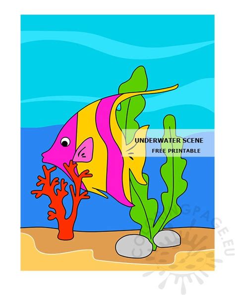 Underwater Cartoon Scene Free Printable Coloring Page