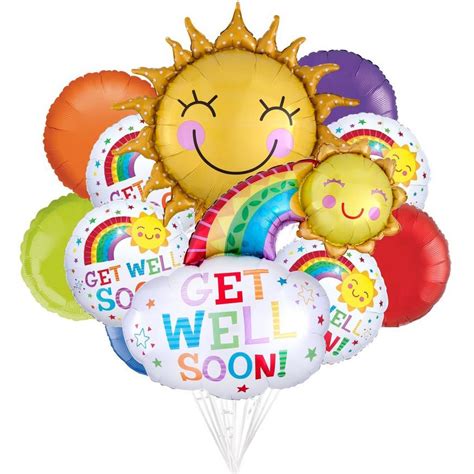Rainbows And Sunshine Get Well Soon Foil Balloon Bouquet 11pc Party City