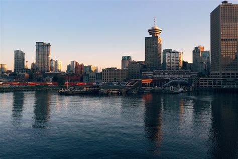 Skyline Of Vancouver Near The Docks In British Columbia
