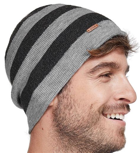 Fleece Lined Beanie Hat Mens Winter Solid Color Warm Knit Ski Skull Cap