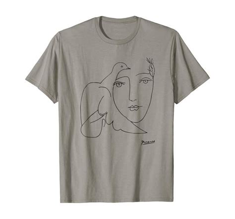 Pablo Picasso Peace Dove And Face T Shirt Sketch Artwork