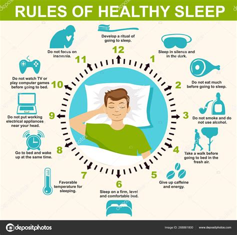 Sleep Infographic Rules Healthy Sleep Vector Infographics Illustration Useful Tips Stock
