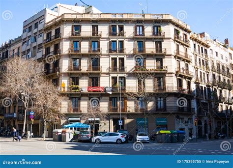 Facade Of Typical Residential Building In Eixample District Carrer De