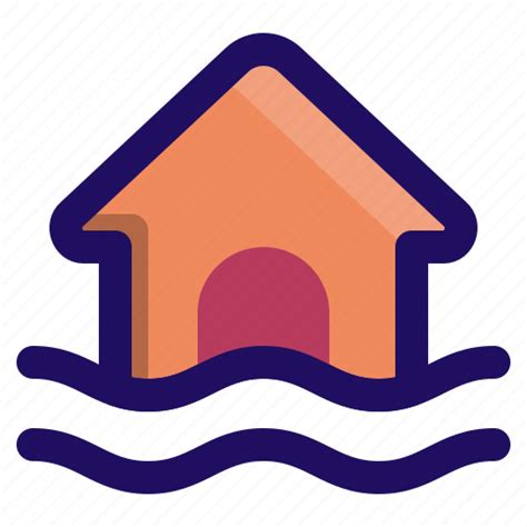 Damage Disaster Flood Home Inundation Water Icon