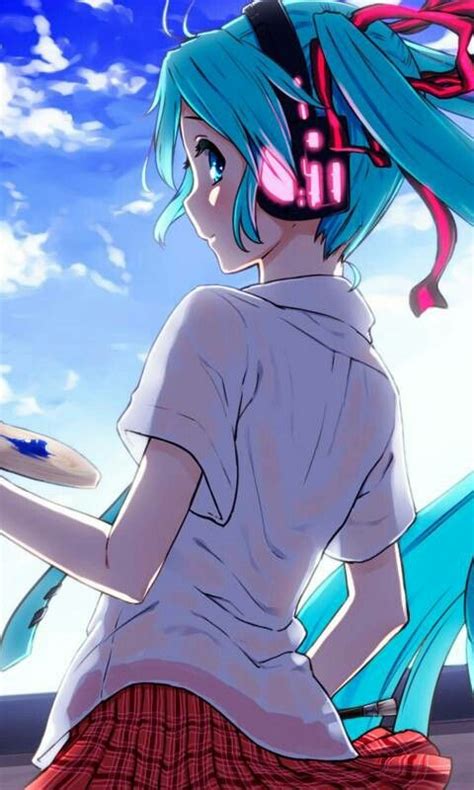 Miku Vocaloid Wearing Headphoneswhat Do You Think She Listens To