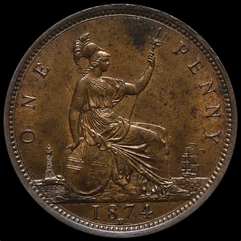 1874 H Queen Victoria Bun Head Penny Aunc