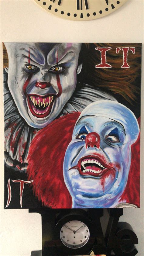 It Movie Old And New Pennywise The Dancing Clown Acrylic On Canvas