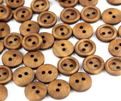 500pcs 11mm Dark Brown Round Wooden Buttons Wood Button For Diy