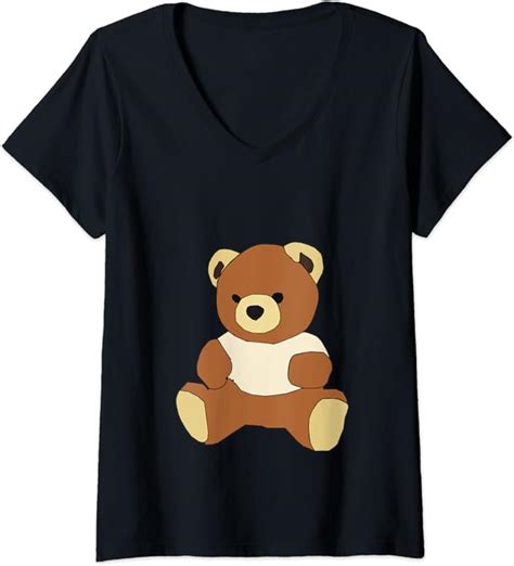 Womens Adorable Teddy Bear V Neck T Shirt Amazon Co Uk Clothing