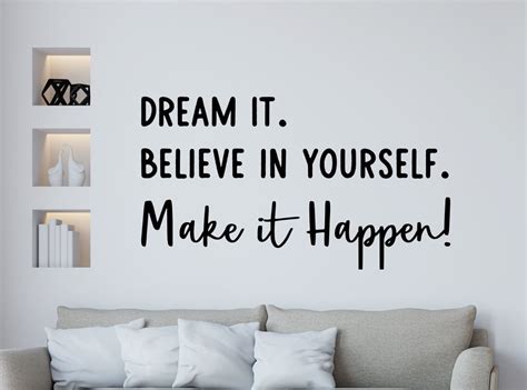 Make It Happen Motivational Decal Wall Decal Dream It Etsy