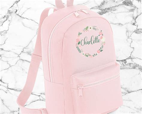 Personalised School Bag With Name Flower Pattern Kids Etsy Uk